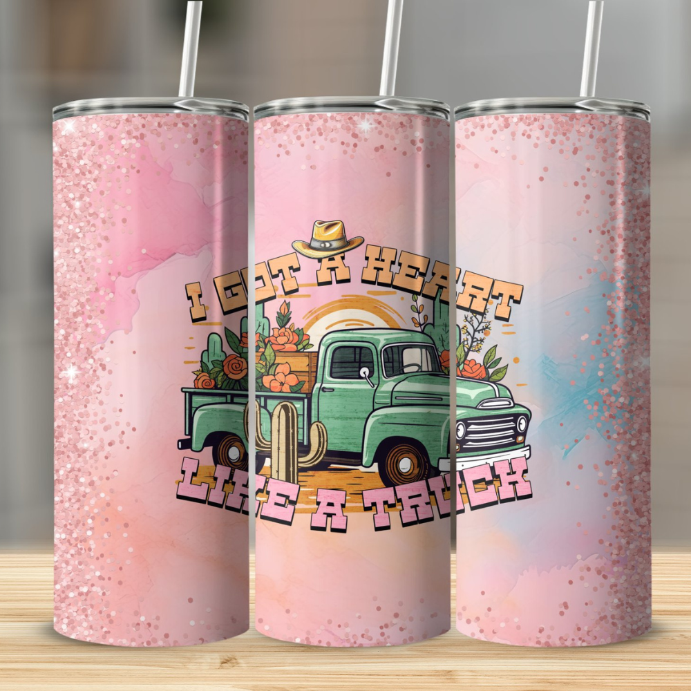 Heart like a TruckTumbler with Straw - Kim’s Signature Beauty & Accessories (Store description)