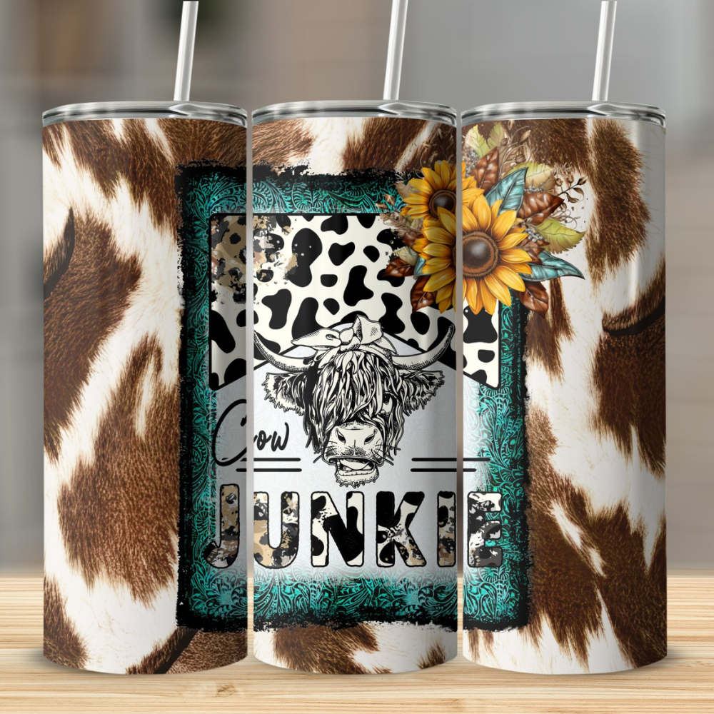 Cow Junkie | Skinny Tumbler with Straw, 20oz - Kim’s Signature Beauty & Accessories