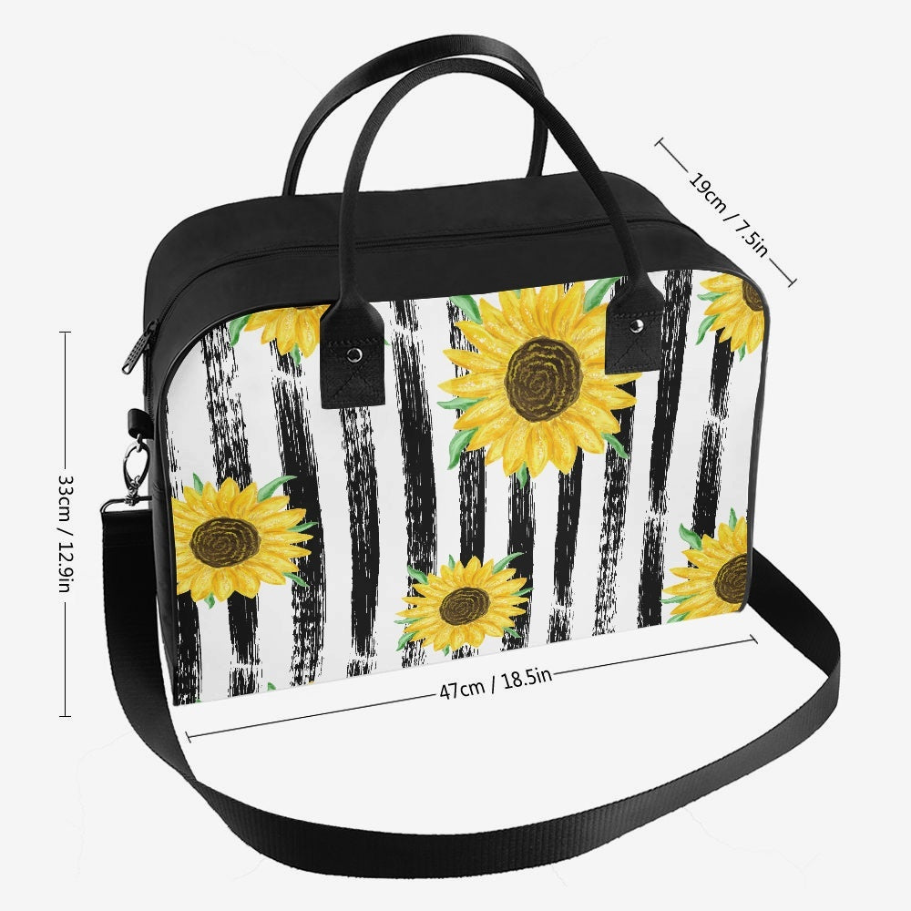 Sunflower Weekender Bag – Black & White Striped - Kim’s Signature Beauty & Accessories