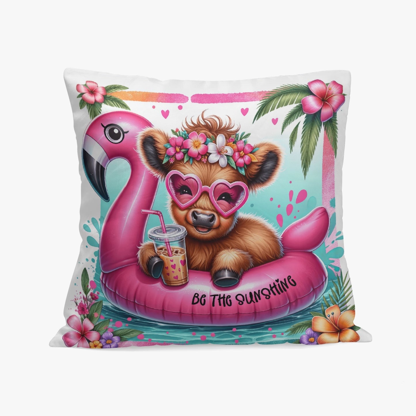 Sunshine Highland Cow Beach Pillow Cover - Kim’s Signature Beauty & Accessories