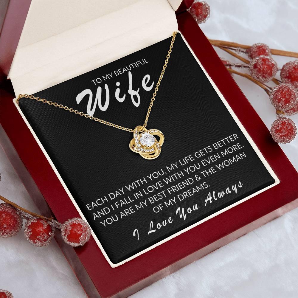 TO MY BEAUTIFUL WIFE LOVE KNOT NECKLACE - Kim’s Signature Beauty & Accessories