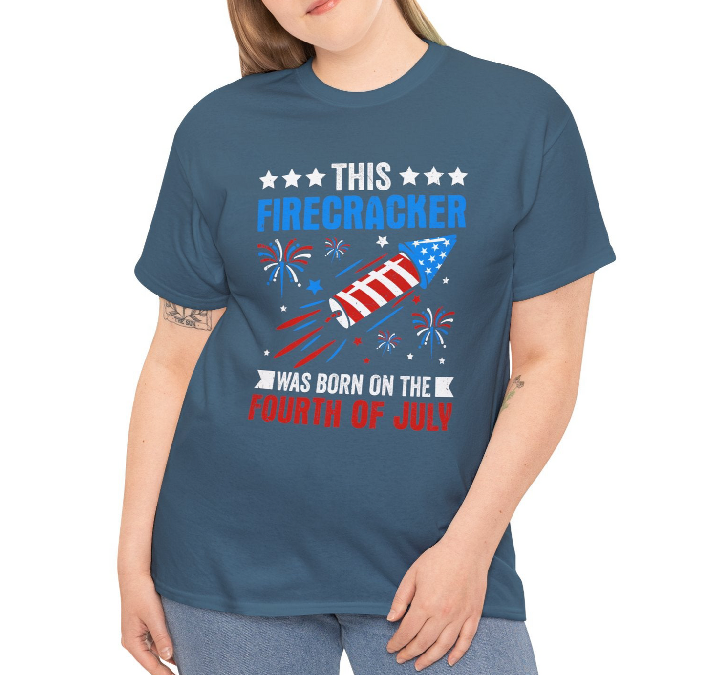 This Firecracker was Born on the Fourth of July Tee, - Kimâs Signature Beauty & Accessories