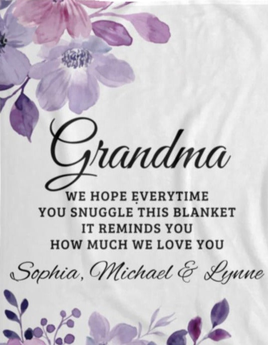 To Grandma, Personalized Fleece Blanket - Kim’s Signature Beauty & Accessories