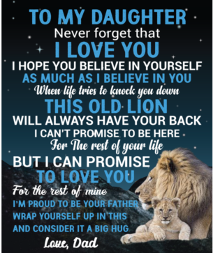 To My Daughter Lion Blanket from Dad - Kim’s Signature Beauty & Accessories