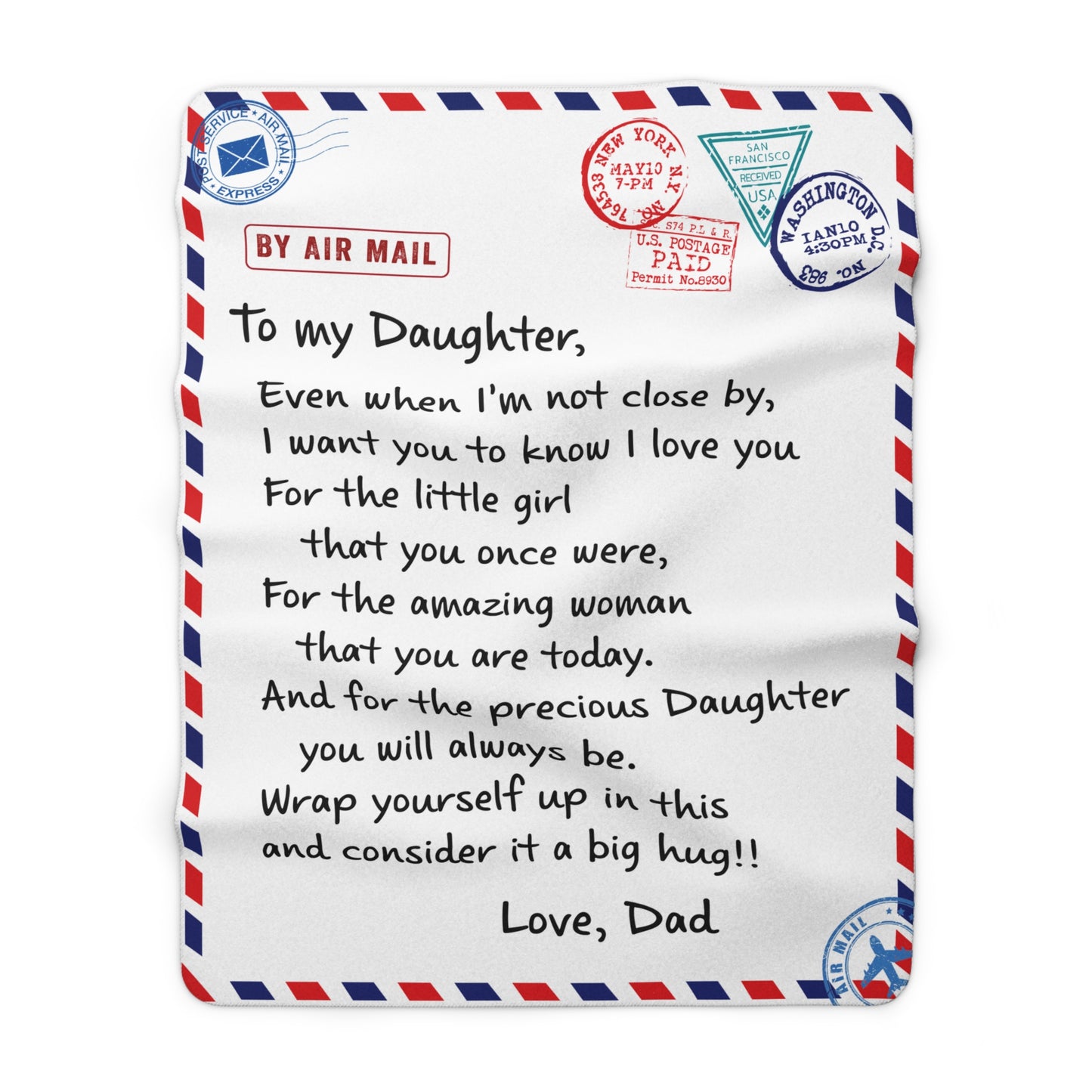 To My Daughter from Dad- Air Mail Blanket - Kim’s Signature Beauty & Accessories
