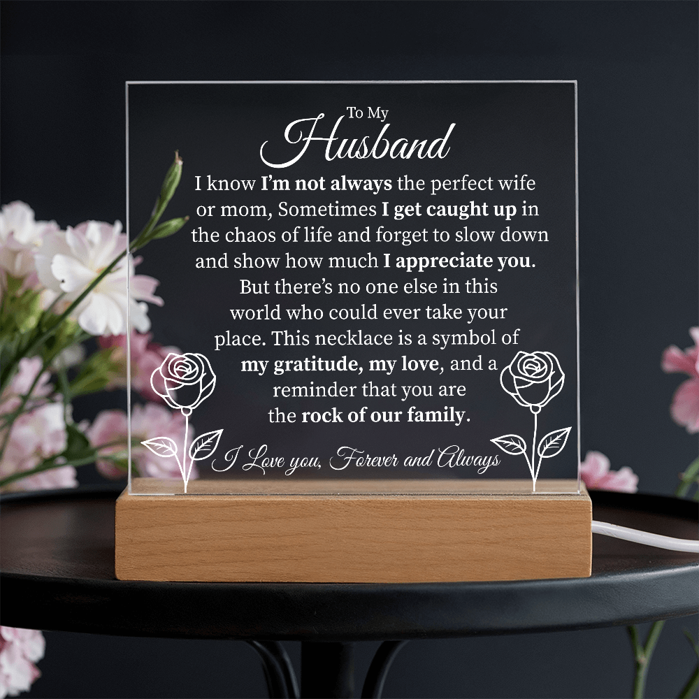 To My Husband – Rock of Our Family LED Acrylic Plaque - Kim’s Signature Beauty & Accessories