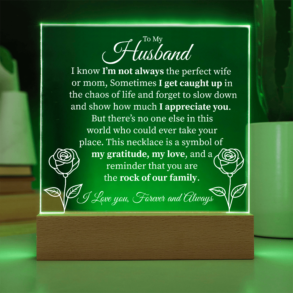 To My Husband – Rock of Our Family LED Acrylic Plaque - Kim’s Signature Beauty & Accessories