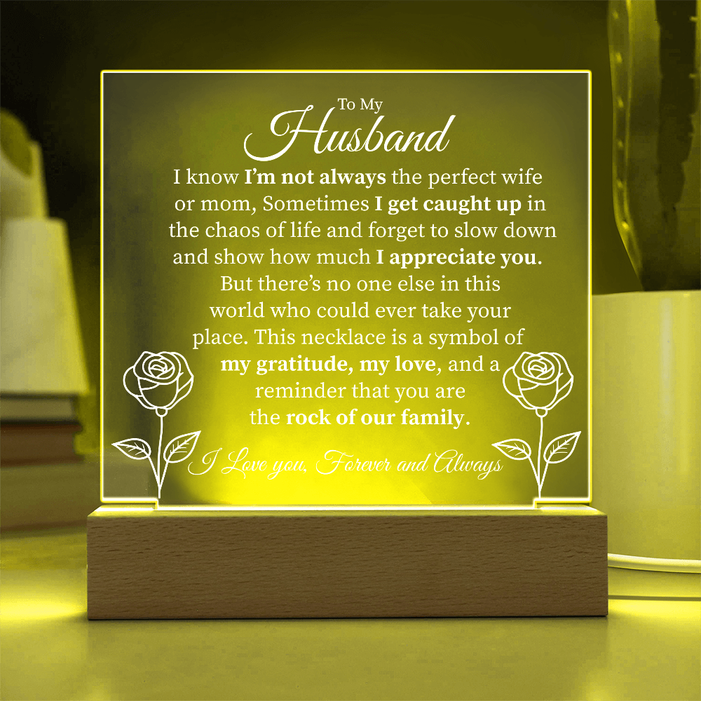 To My Husband – Rock of Our Family LED Acrylic Plaque - Kim’s Signature Beauty & Accessories