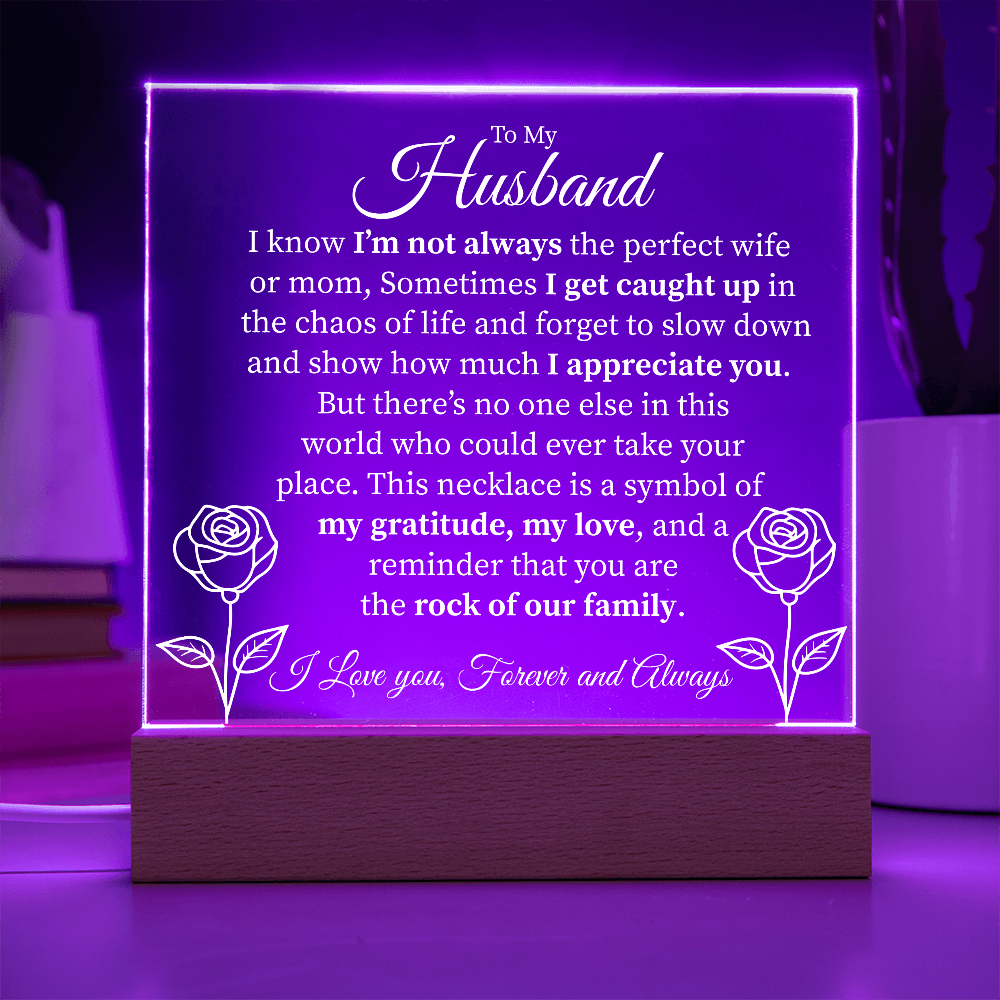 To My Husband – Rock of Our Family LED Acrylic Plaque - Kim’s Signature Beauty & Accessories