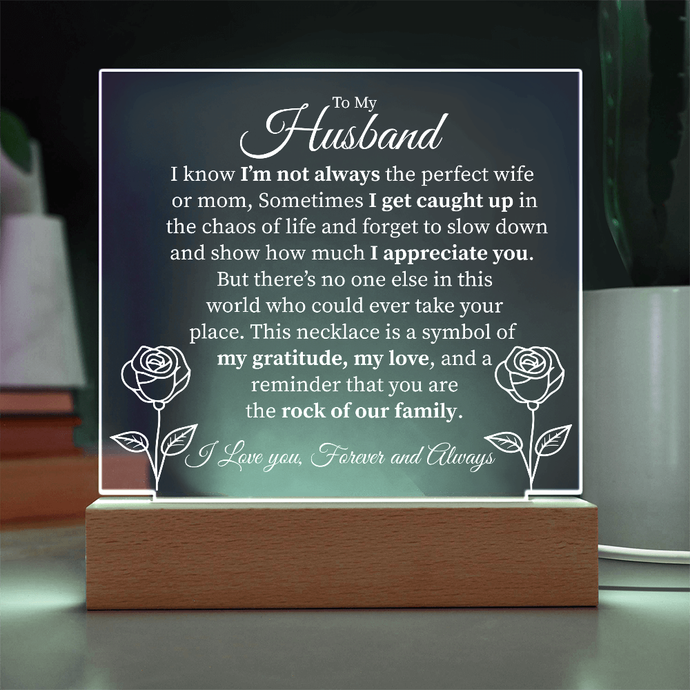 To My Husband – Rock of Our Family LED Acrylic Plaque - Kim’s Signature Beauty & Accessories