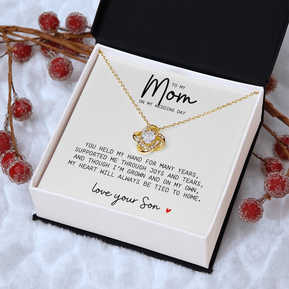 To My Mom on My Wedding Day – Love Knot Necklace with Message Card - Kim’s Signature Beauty & Accessories
