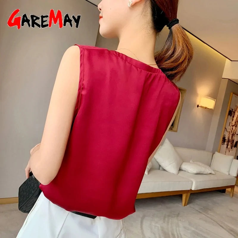 Women's Sleeveless Satin Blouse - Kim’s Signature Beauty & Accessories