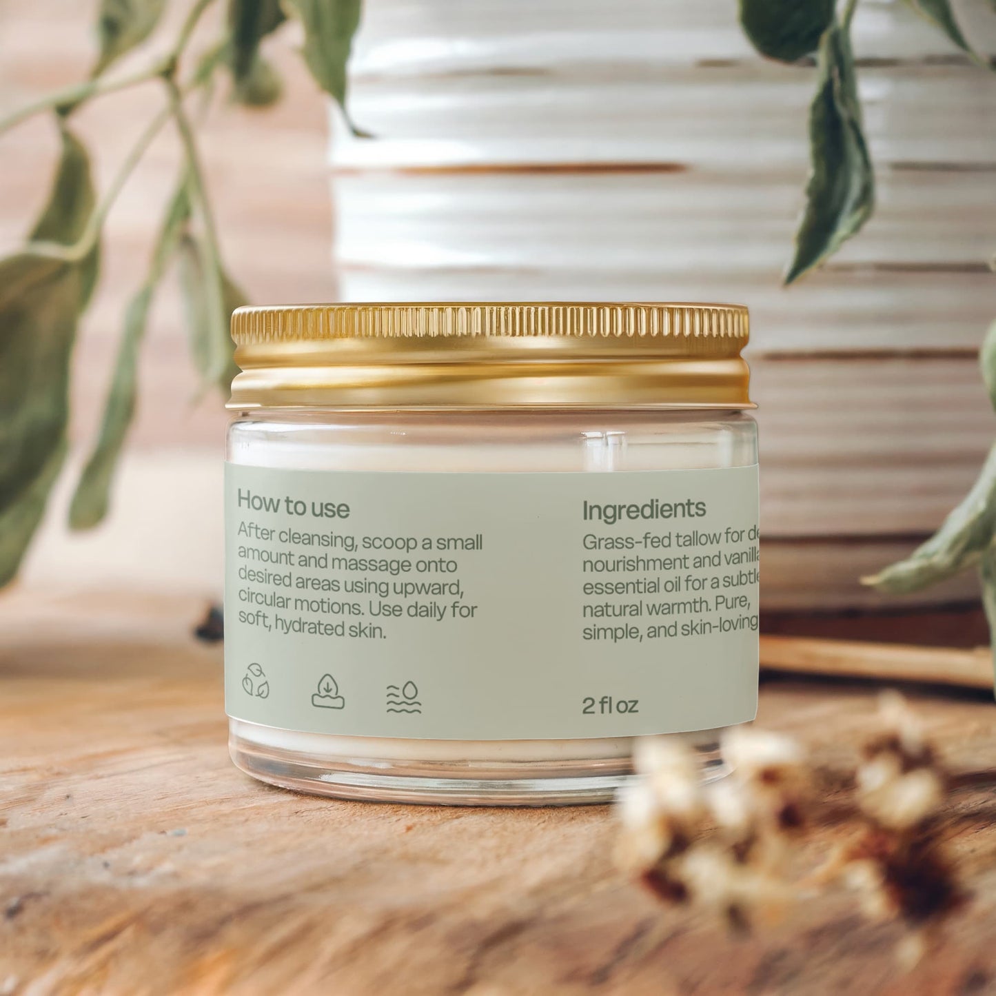 Whipped Grass-Fed Tallow Balm with Vanilla Bean - Kim’s Signature Beauty & Accessories