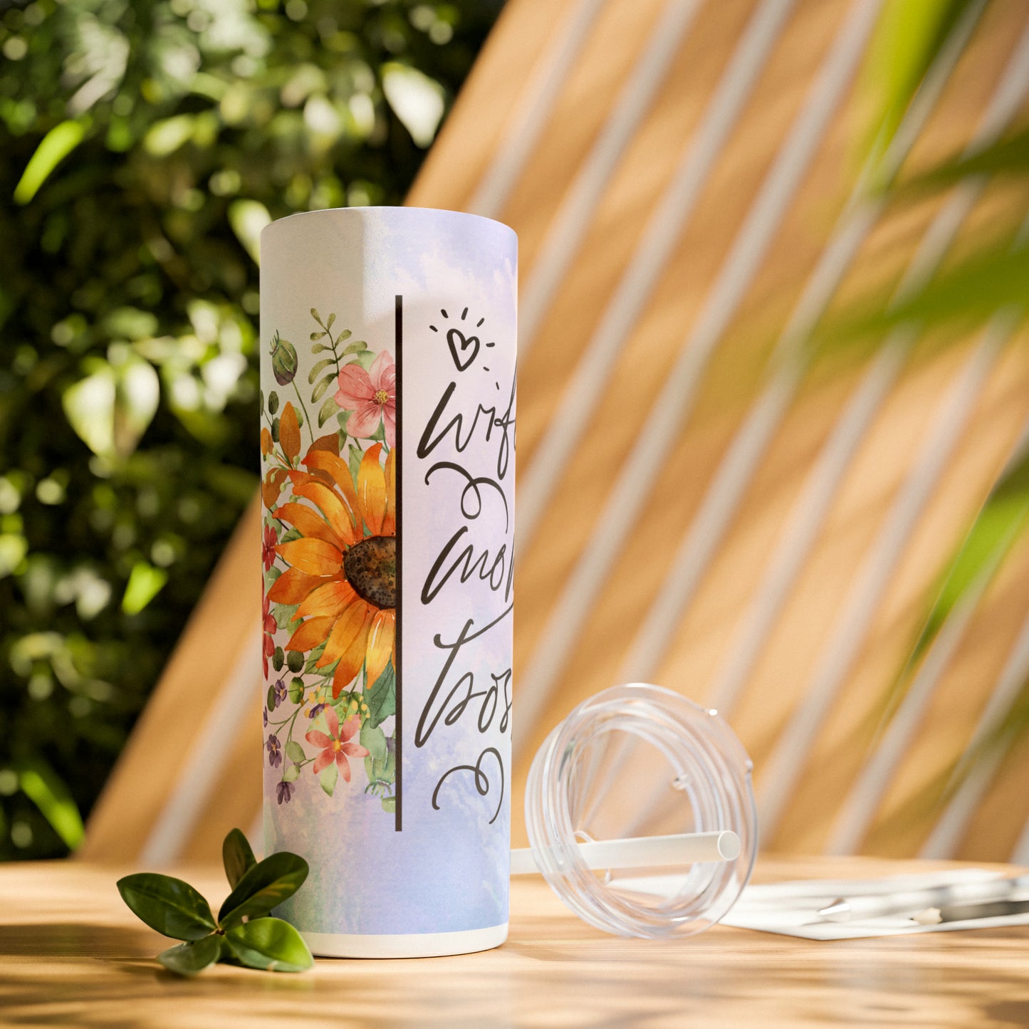 Wife, Mom, Boss | Skinny Tumbler with Straw, 20oz - Kim’s Signature Beauty & Accessories