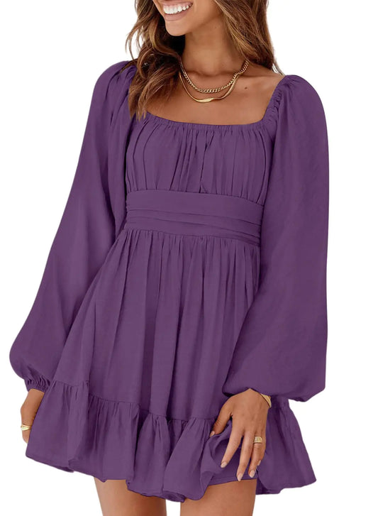 Dokotoo Womens Dress Long Lantern Sleeve - Kim’s Signature Beauty & Accessories