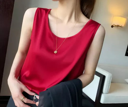 Women's Sleeveless Satin Blouse - Kim’s Signature Beauty & Accessories