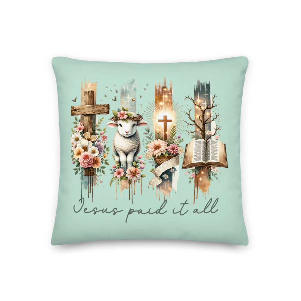 Jesus Paid It All Throw Pillow - 18x18 Inch - Kim’s Signature Beauty & Accessories (Store description)