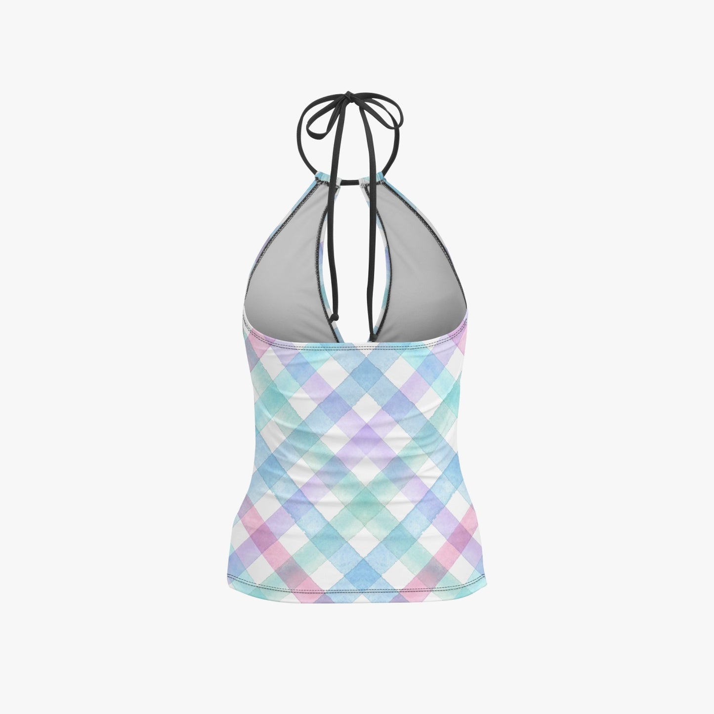 Colorful Checks | Halter Top Two-Piece Tankini Swimsuit - Kim’s Signature Beauty & Accessories (Store description)