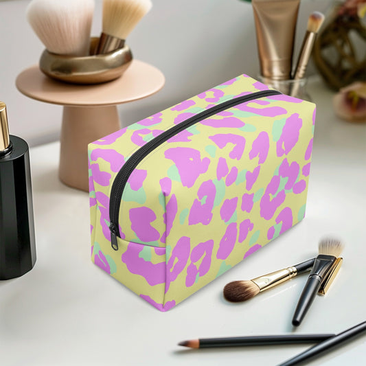 Pink Leopard Boxy Makeup Bag - Kim’s Signature Beauty & Accessories