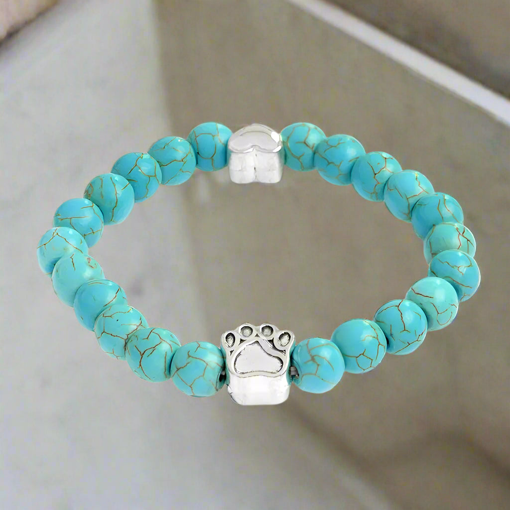 Tiny Antique Paw Charm Stone Bracelet - Kim’s Signature Beauty & Accessories (Store description)