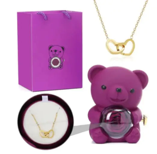 Rose Teddy Bear with Ring and Necklace - Kim’s Signature Beauty & Accessories