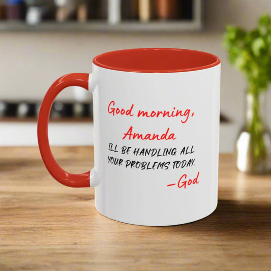 Red Accent White Coffee Mug (11, 15oz) - Kim’s Signature Beauty & Accessories