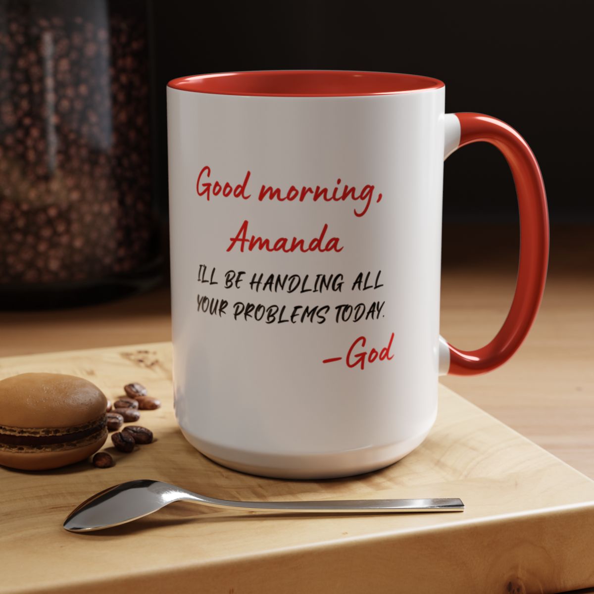 Red Accent White Coffee Mug (11, 15oz) - Kim’s Signature Beauty & Accessories