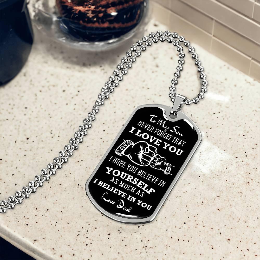 Father to Son Fist Bump Dog Tag - Kim’s Signature Beauty & Accessories