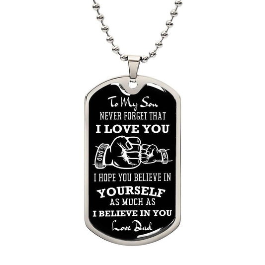 Father to Son Fist Bump Dog Tag - Kim’s Signature Beauty & Accessories