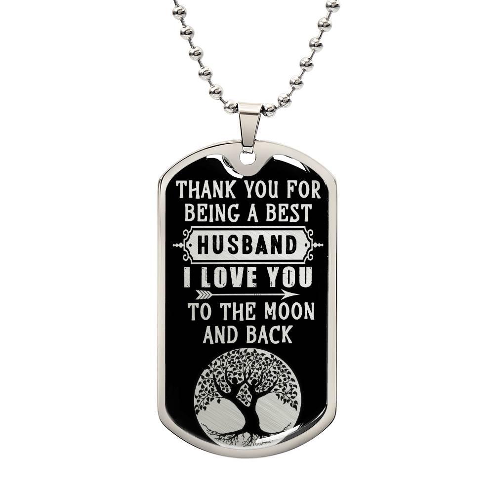 To the Moon and Back Husband | Dog Tag - Kim’s Signature Beauty & Accessories (Store description)