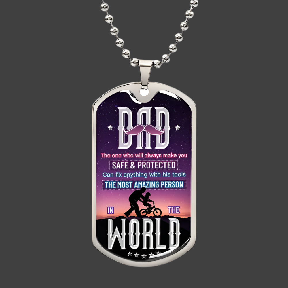 Dad Dog Tag Necklace – Most Amazing Person - Kim’s Signature Beauty & Accessories (Store description)