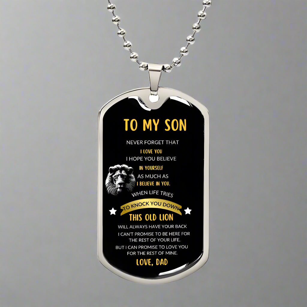 To My Son, Love Dad Dog Tag Necklace - Kim’s Signature Beauty & Accessories