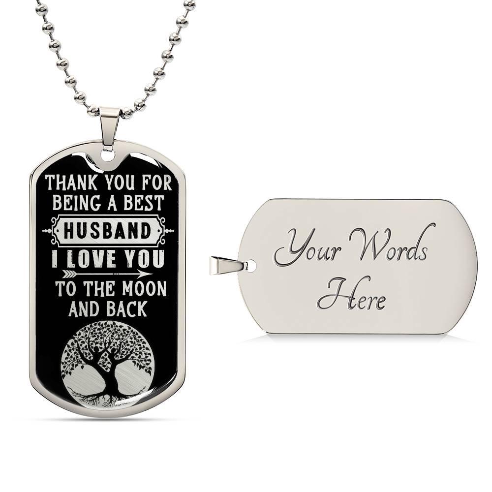 To the Moon and Back Husband | Dog Tag - Kim’s Signature Beauty & Accessories (Store description)
