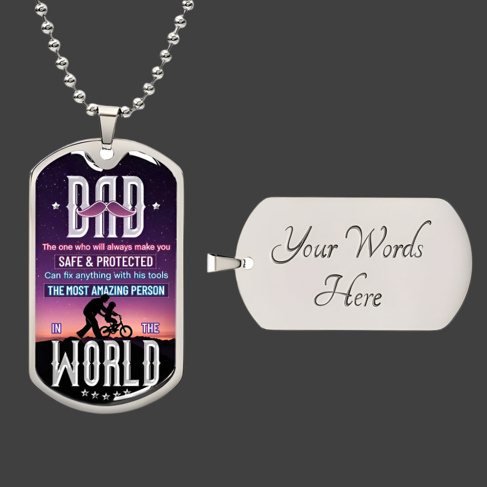 Dad Dog Tag Necklace – Most Amazing Person - Kim’s Signature Beauty & Accessories (Store description)