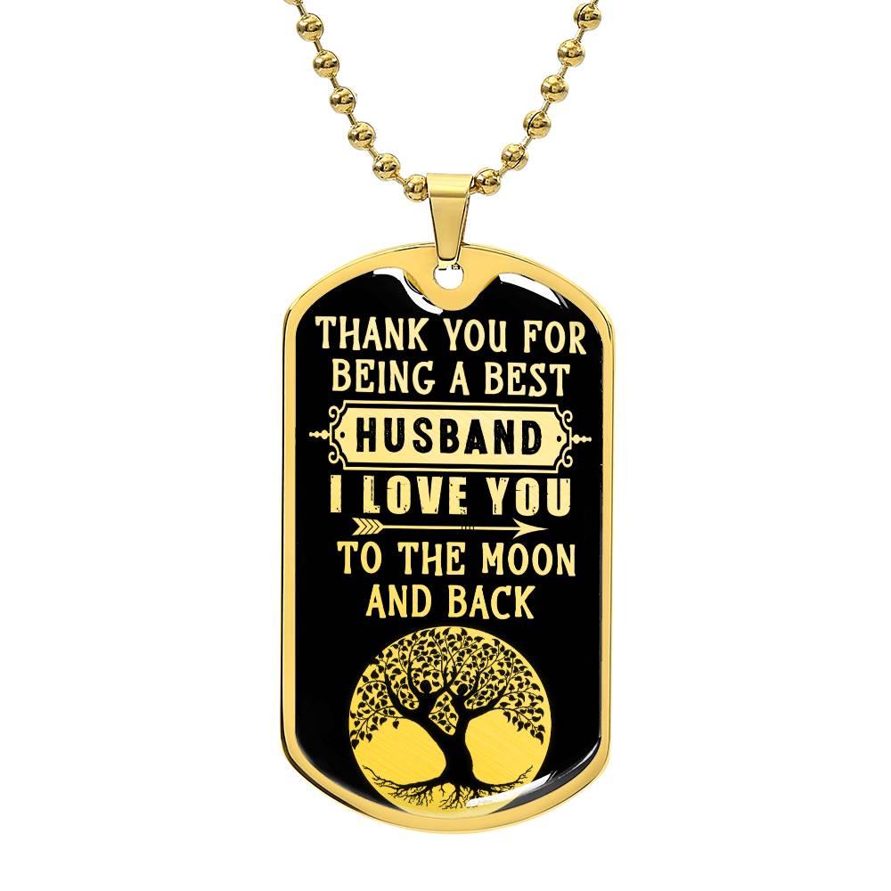To the Moon and Back Husband | Dog Tag - Kim’s Signature Beauty & Accessories (Store description)