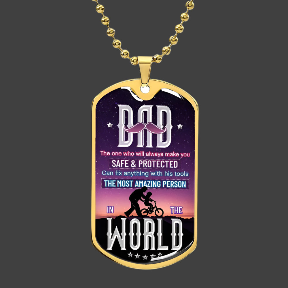 Dad Dog Tag Necklace – Most Amazing Person - Kim’s Signature Beauty & Accessories (Store description)
