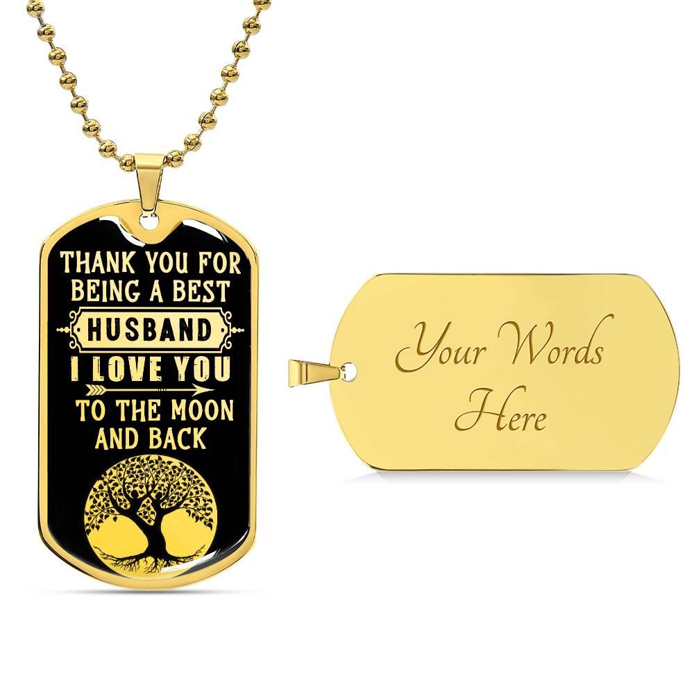 To the Moon and Back Husband | Dog Tag - Kim’s Signature Beauty & Accessories (Store description)