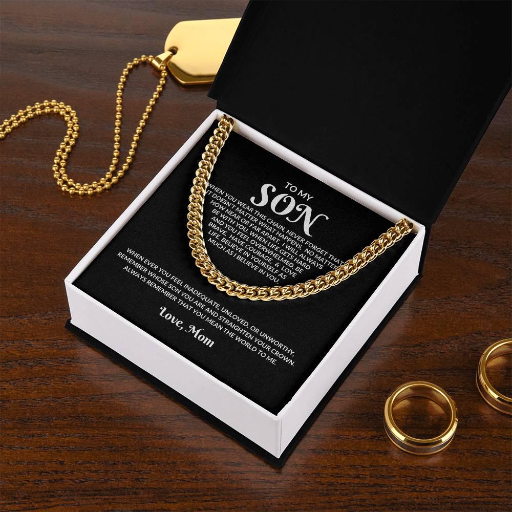 My Son, You Mean the World to Me Cuban Link Chain - Kim’s Signature Beauty & Accessories (Store description)