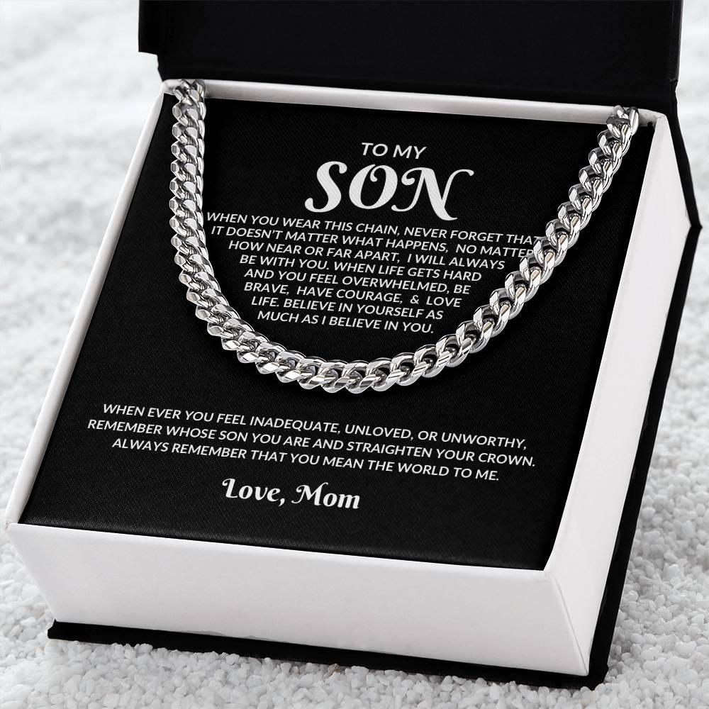 My Son, You Mean the World to Me Cuban Link Chain - Kim’s Signature Beauty & Accessories (Store description)