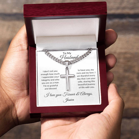 Faithful Love Cross Necklace with Husband Message Card – Personalized - Kim’s Signature Beauty & Accessories