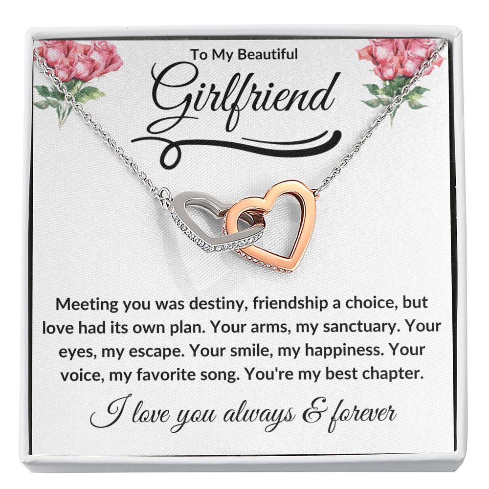 To My Beautiful Girlfriend | Interlocking Hearts - Kim’s Signature Beauty & Accessories (Store description)