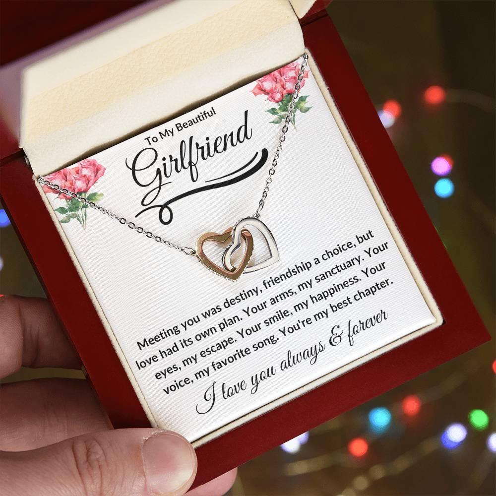 To My Beautiful Girlfriend | Interlocking Hearts - Kim’s Signature Beauty & Accessories (Store description)