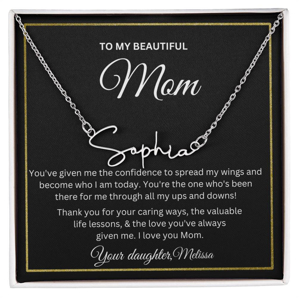 Beautiful Mom, Love Daughter (Personalized) Necklace - Kim’s Signature Beauty & Accessories (Store description)