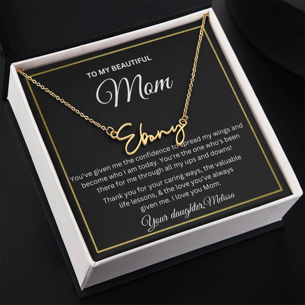 Beautiful Mom, Love Daughter (Personalized) Necklace - Kim’s Signature Beauty & Accessories (Store description)