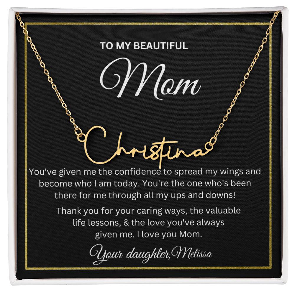 Beautiful Mom, Love Daughter (Personalized) Necklace - Kim’s Signature Beauty & Accessories (Store description)