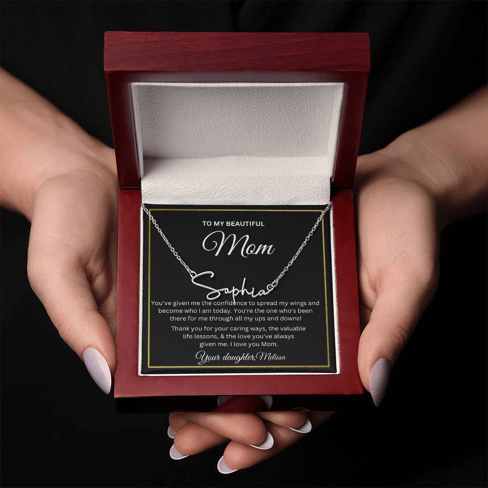 Beautiful Mom, Love Daughter (Personalized) Necklace - Kim’s Signature Beauty & Accessories (Store description)