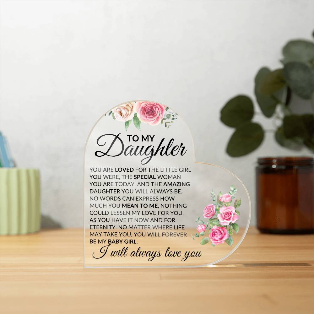 Daughter, love you Acrylic Heart - Kim’s Signature Beauty & Accessories (Store description)