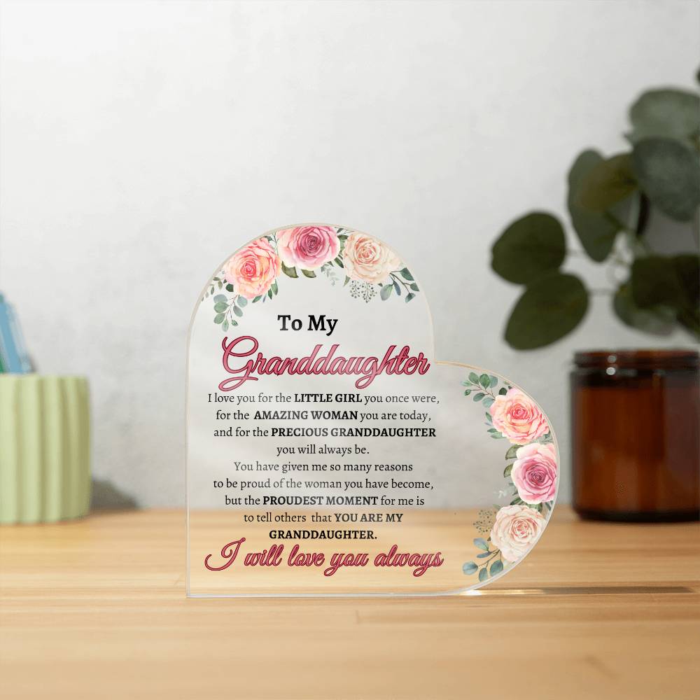 To My Granddaughter Acrylic Heart - Kim’s Signature Beauty & Accessories