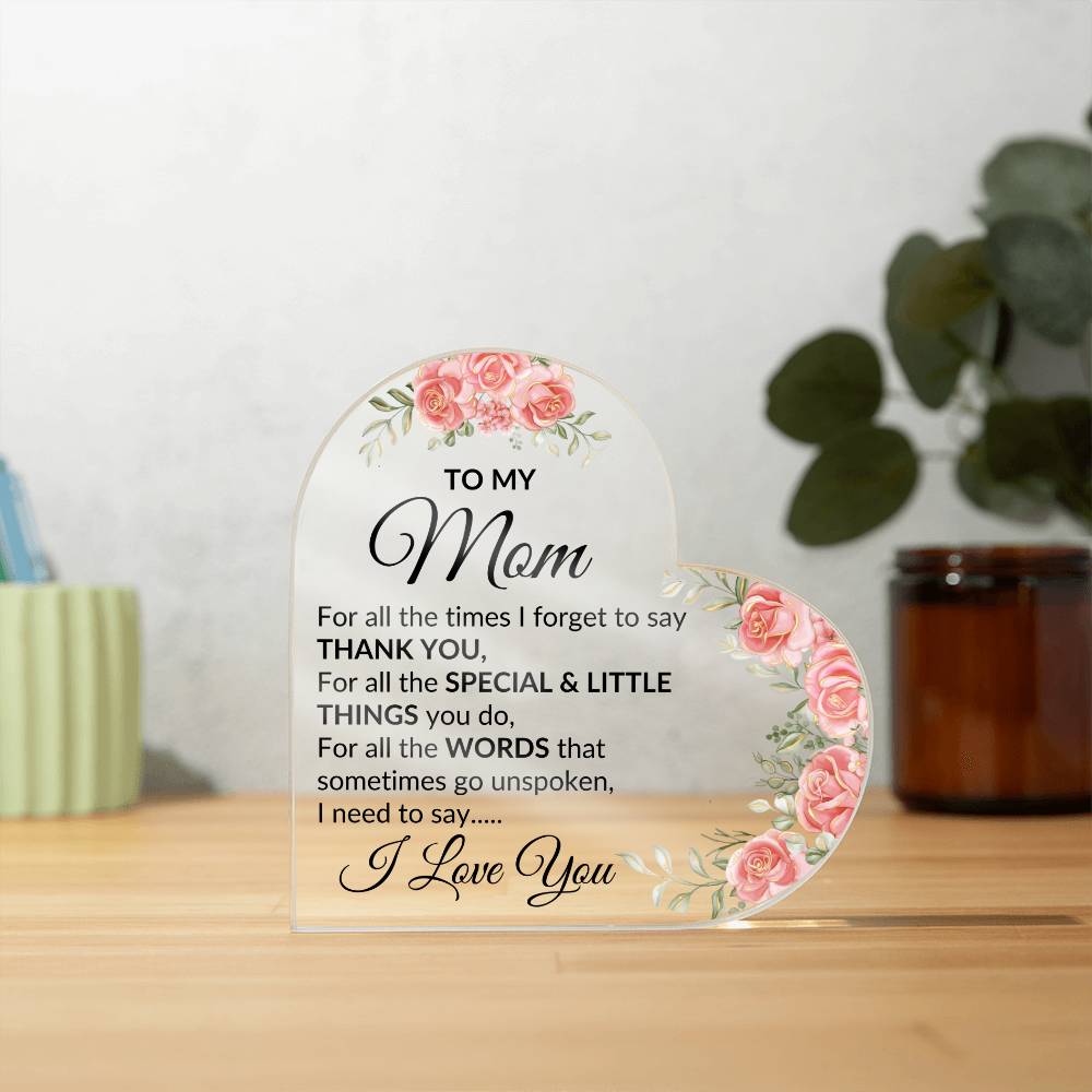 Mom, I love you | Heart Acrylic - Kim’s Signature Beauty & Accessories (Store description)