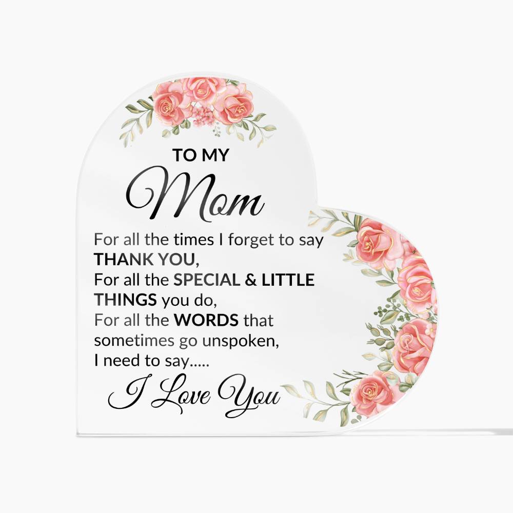 Mom, I love you | Heart Acrylic - Kim’s Signature Beauty & Accessories (Store description)